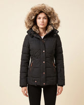 Women's Hooded Quilted Zip-Up Winter Jacket | Iris in Black - Juana Fashion