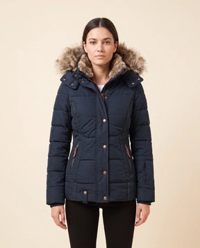 Women's Hooded Quilted Zip-Up Winter Jacket | Iris in Black - Juana Fashion