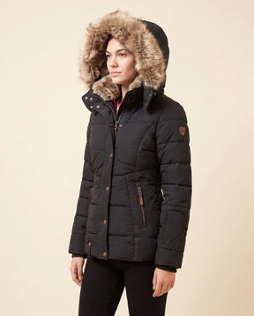 Women's Hooded Quilted Zip-Up Winter Jacket | Iris in Beige - Juana Fashion