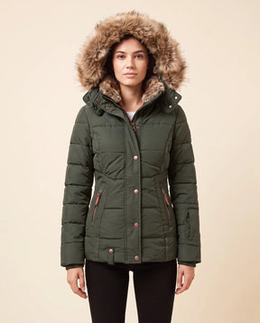 Women's Hooded Quilted Zip-Up Winter Jacket | Iris in Black - Juana Fashion