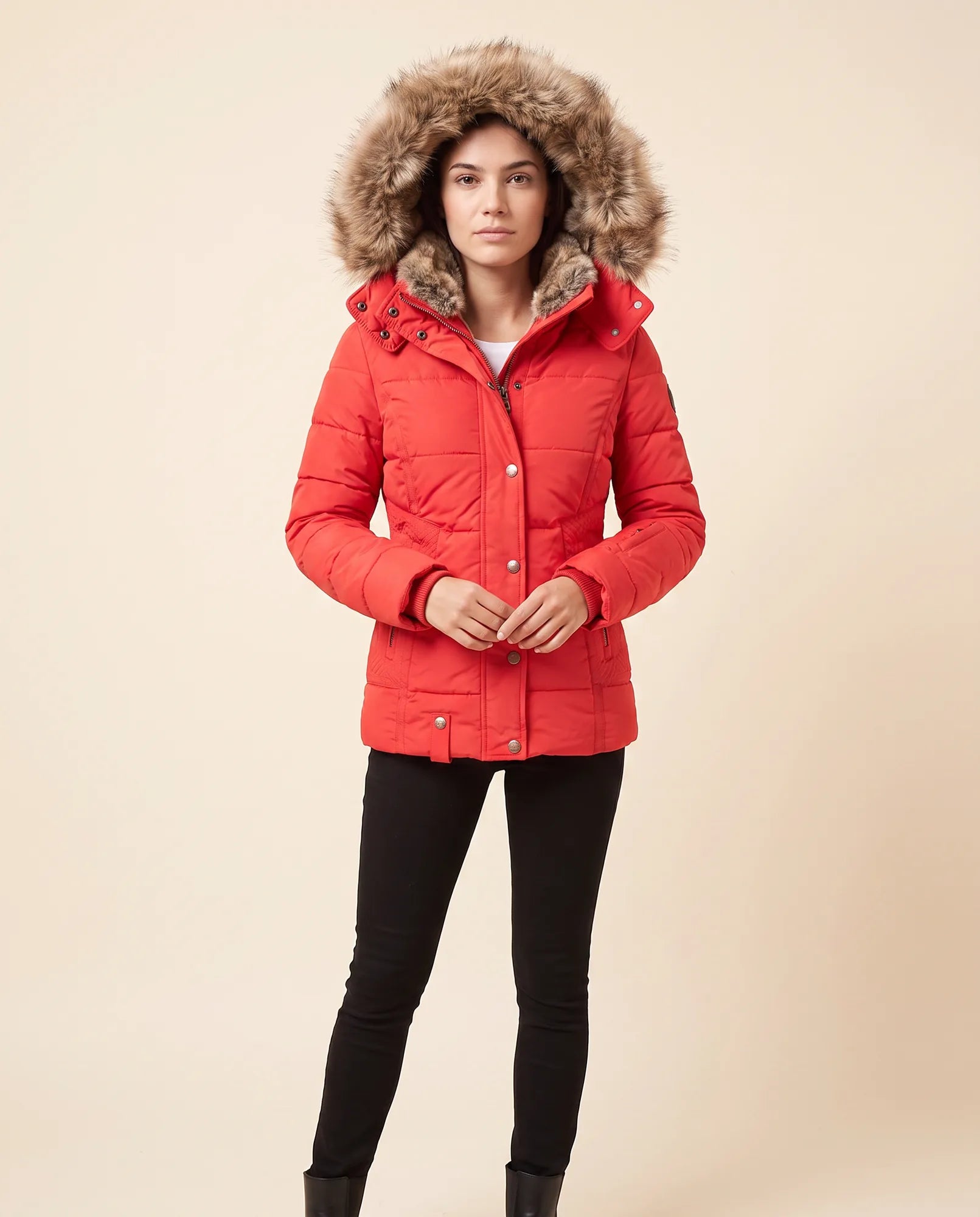 Women's Hooded Quilted Zip-Up Winter Jacket | Iris in Black - Juana Fashion