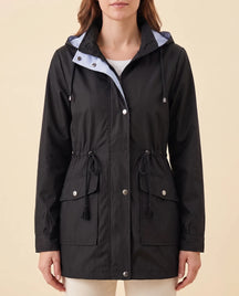 Women's Long Water-Repellent Hooded Trench Coat | Mira in Green - Juana Fashion
