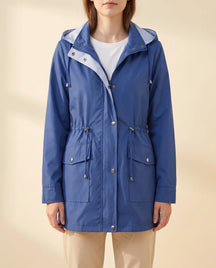 Women's Long Water-Repellent Hooded Trench Coat | Mira in Green - Juana Fashion