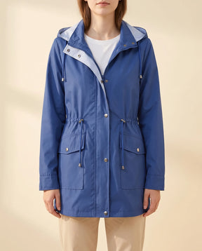 Women's Long Water-Repellent Hooded Trench Coat | Mira in Green - Juana Fashion