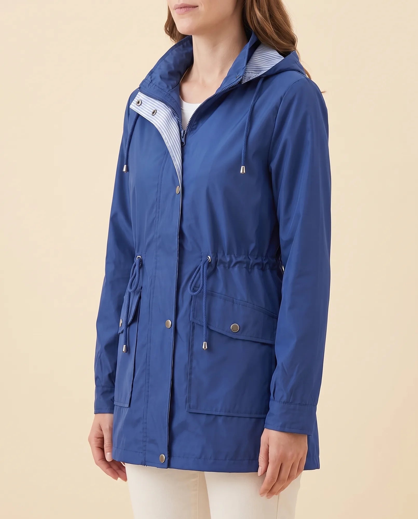 Women's Long Water-Repellent Hooded Trench Coat | Mira in Black - Juana Fashion