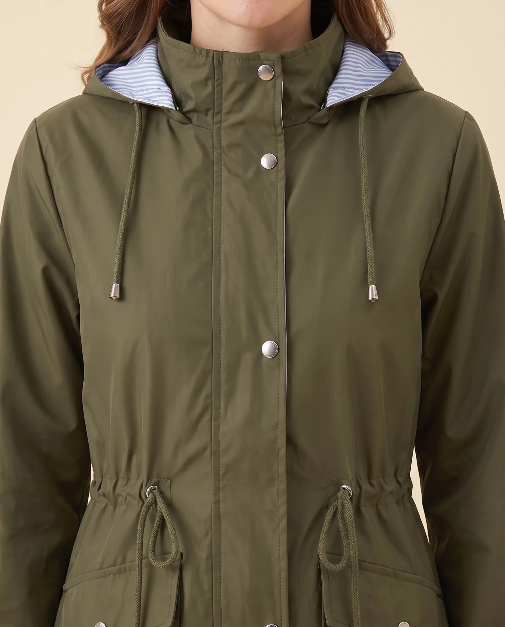 Women's Long Water-Repellent Hooded Trench Coat | Mira in Black - Juana Fashion