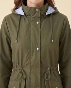 Women's Long Water-Repellent Hooded Trench Coat | Mira in Black - Juana Fashion