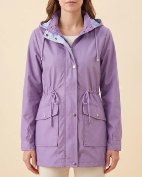 Women's Long Water-Repellent Hooded Trench Coat | Mira in Green - Juana Fashion