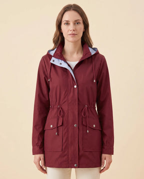 Women's Long Water-Repellent Hooded Trench Coat | Mira in Green - Juana Fashion