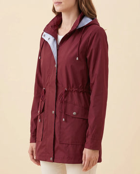 Women's Long Water-Repellent Hooded Trench Coat | Mira in Blue - Juana Fashion