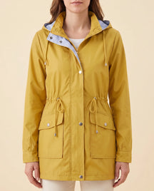 Women's Long Water-Repellent Hooded Trench Coat | Mira in Black - Juana Fashion