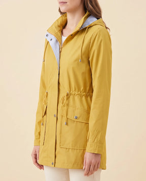 Women's Long Water-Repellent Hooded Trench Coat | Mira in Gray - Juana Fashion