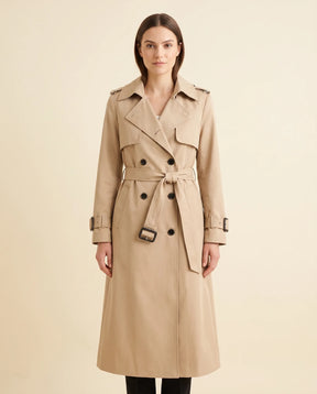 Women's Long Belted Double-Breasted Trench Coat | Nell in Beige - Juana Fashion