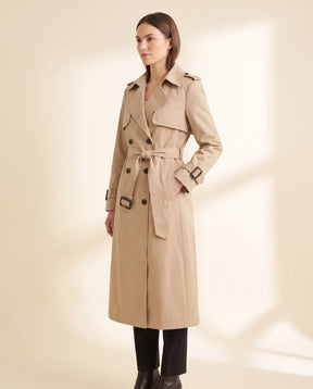 Women's Long Belted Double-Breasted Trench Coat | Nell in Beige - Juana Fashion
