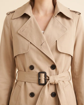 Women's Long Belted Double-Breasted Trench Coat | Nell in Black - Juana Fashion