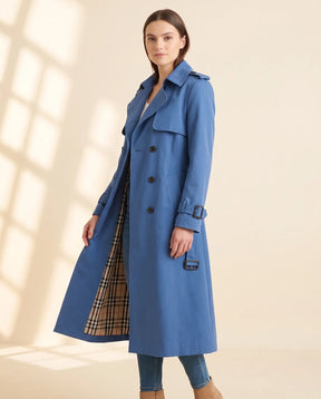 Women's Long Belted Double-Breasted Trench Coat | Nell in Black - Juana Fashion