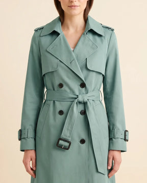 Women's Long Belted Double-Breasted Trench Coat | Nell in Black - Juana Fashion