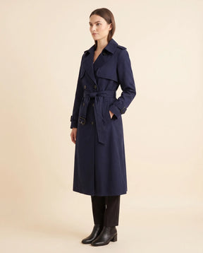 Women's Long Belted Double-Breasted Trench Coat | Nell in Blue - Juana Fashion