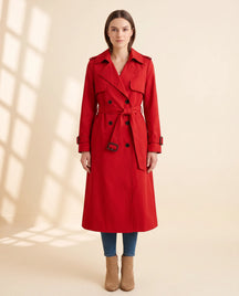 Women's Long Belted Double-Breasted Trench Coat | Nell in Beige - Juana Fashion