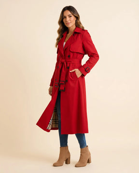 Women's Long Belted Double-Breasted Trench Coat | Nell in Blue - Juana Fashion