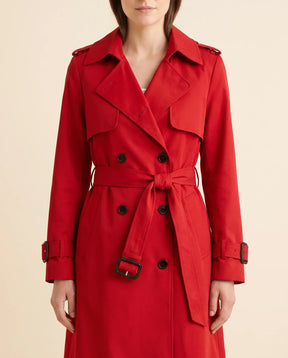 Women's Long Belted Double-Breasted Trench Coat | Nell in Blue - Juana Fashion