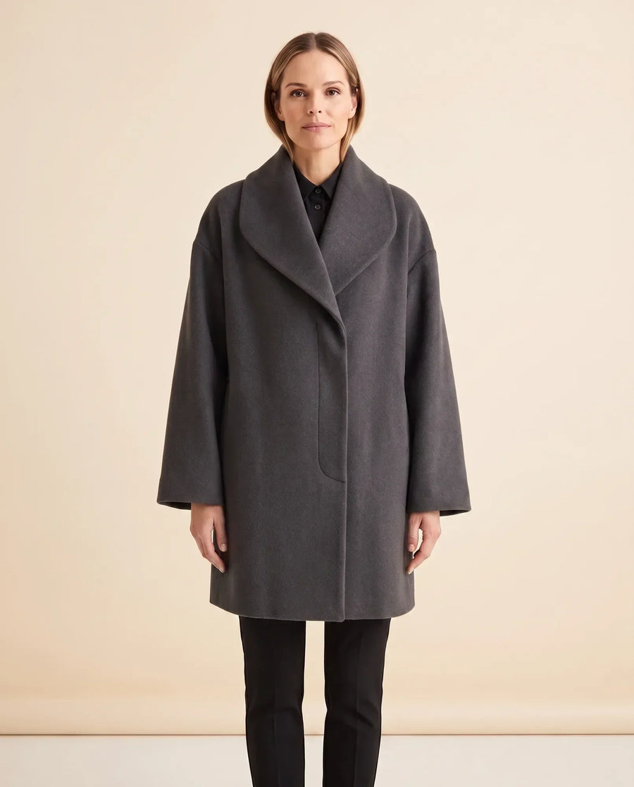 Women's Shawl-Collar Wrap Coat | Opal in Khaki - Juana Fashion