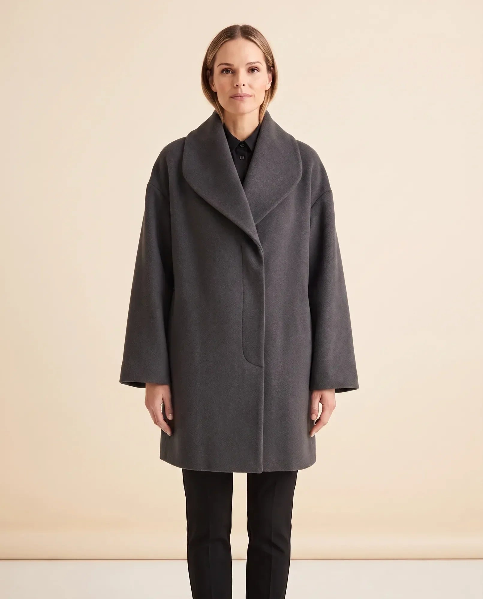Women's Shawl-Collar Wrap Coat | Opal in Khaki - Juana Fashion