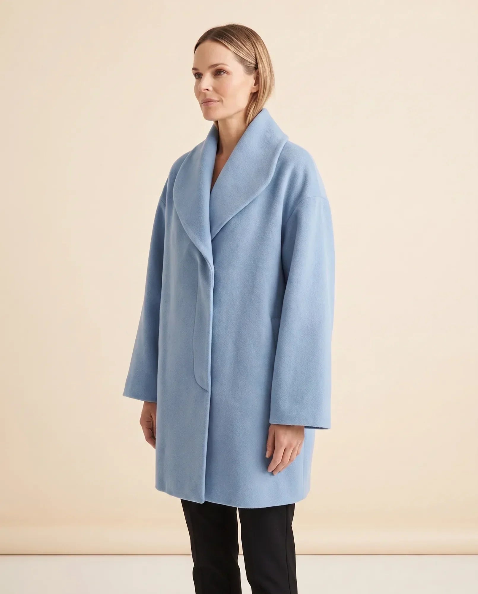 Women's Shawl-Collar Wrap Coat | Opal in Black - Juana Fashion