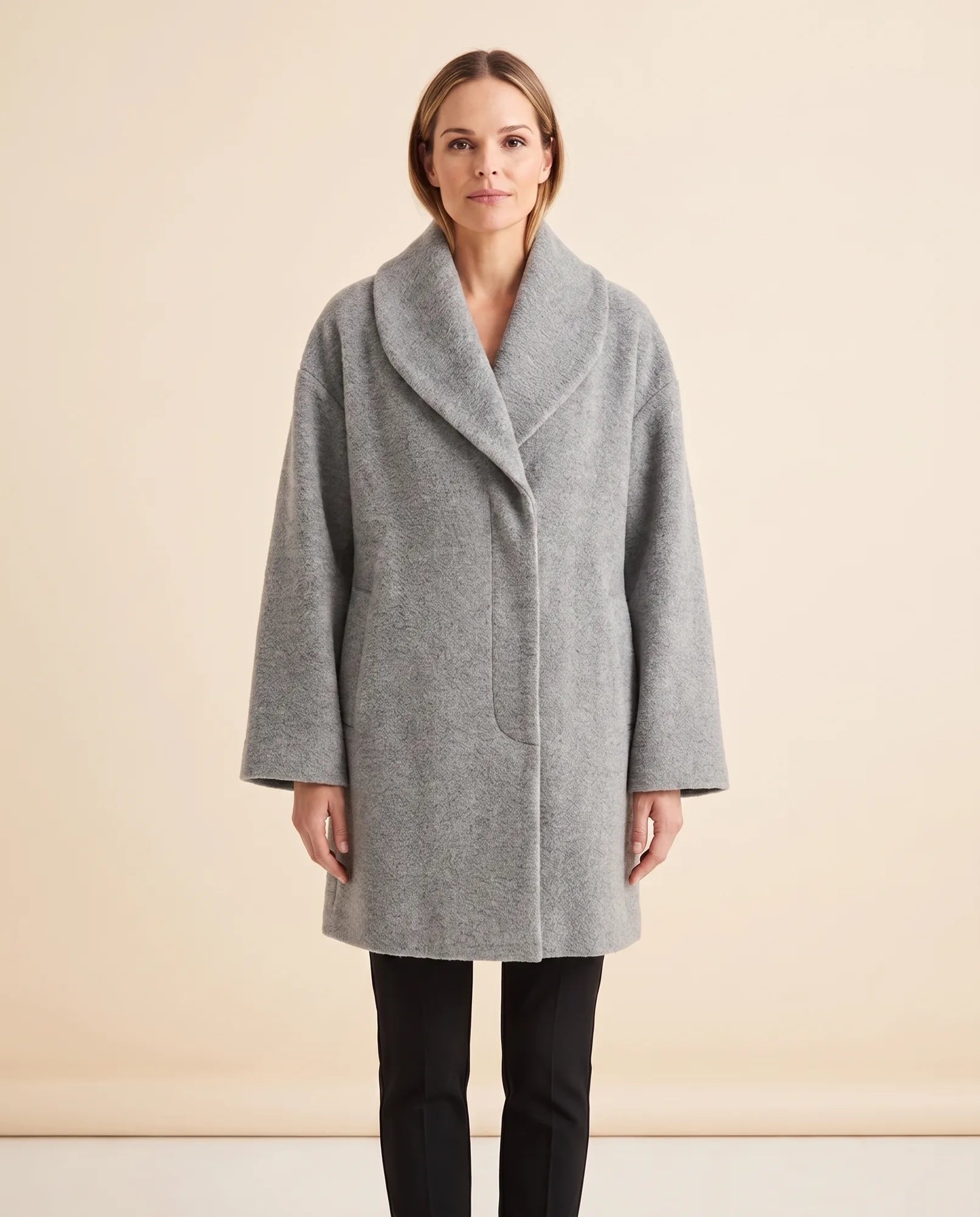Women's Shawl-Collar Wrap Coat | Opal in Khaki - Juana Fashion