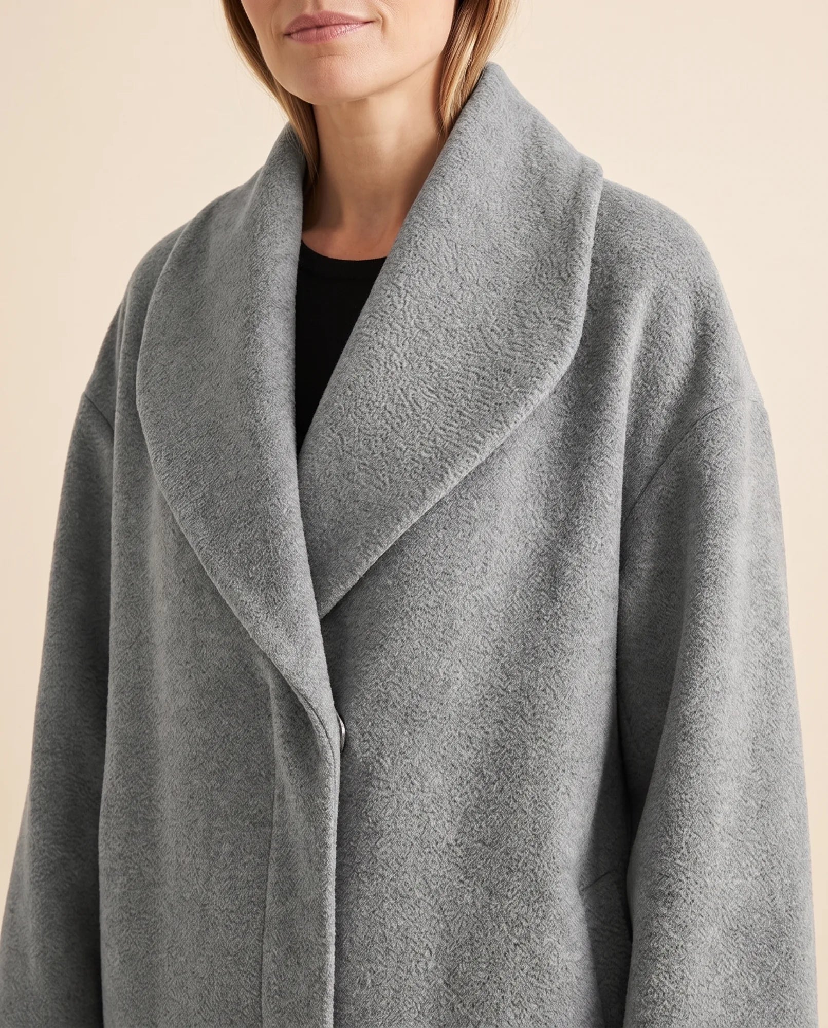 Women's Shawl-Collar Wrap Coat | Opal in Black - Juana Fashion