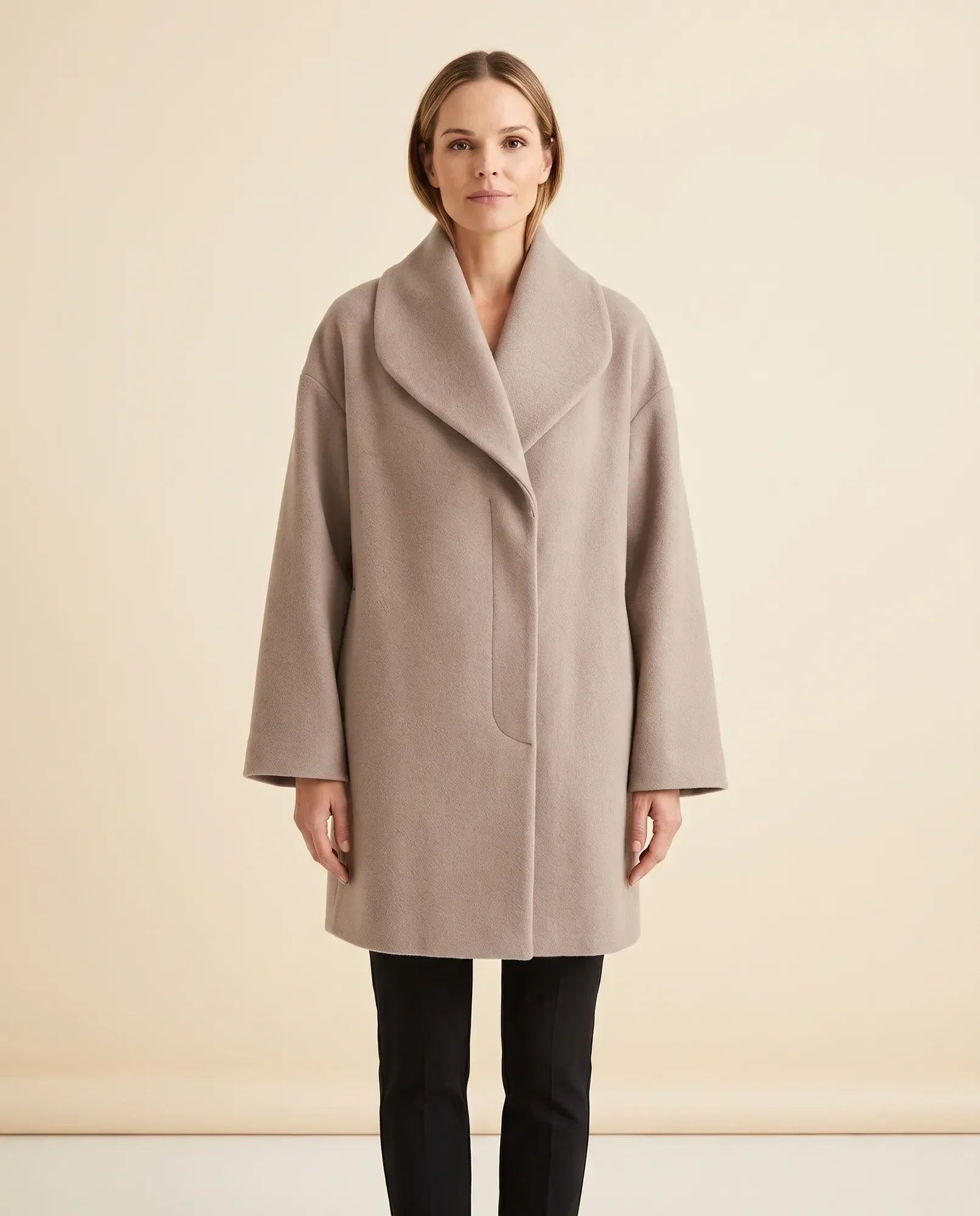 Women's Shawl-Collar Wrap Coat | Opal in Khaki - Juana Fashion