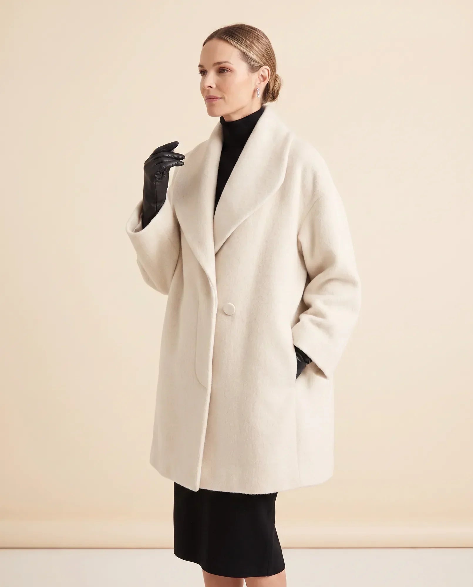 Women's Shawl-Collar Wrap Coat | Opal in Blue - Juana Fashion