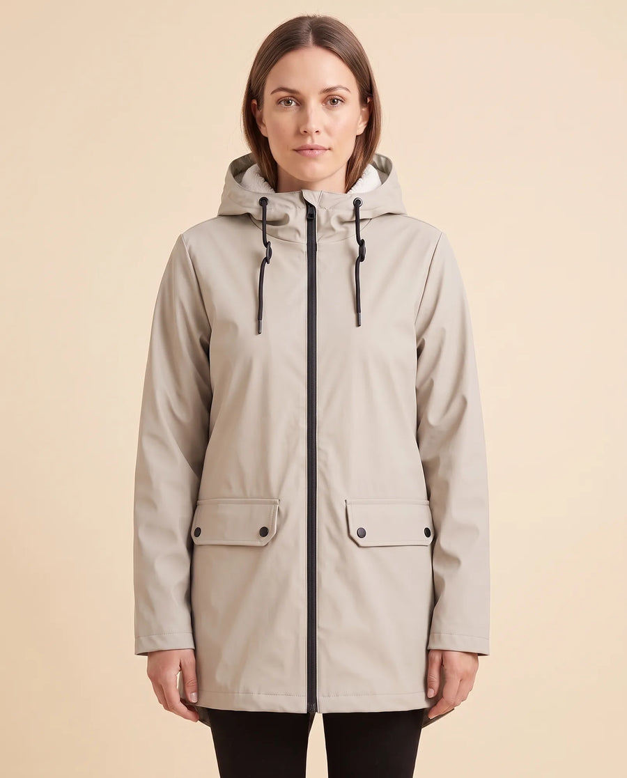 Women's Lined Hooded Zip-Up Winter Coat | Pearl in Gray - Juana Fashion