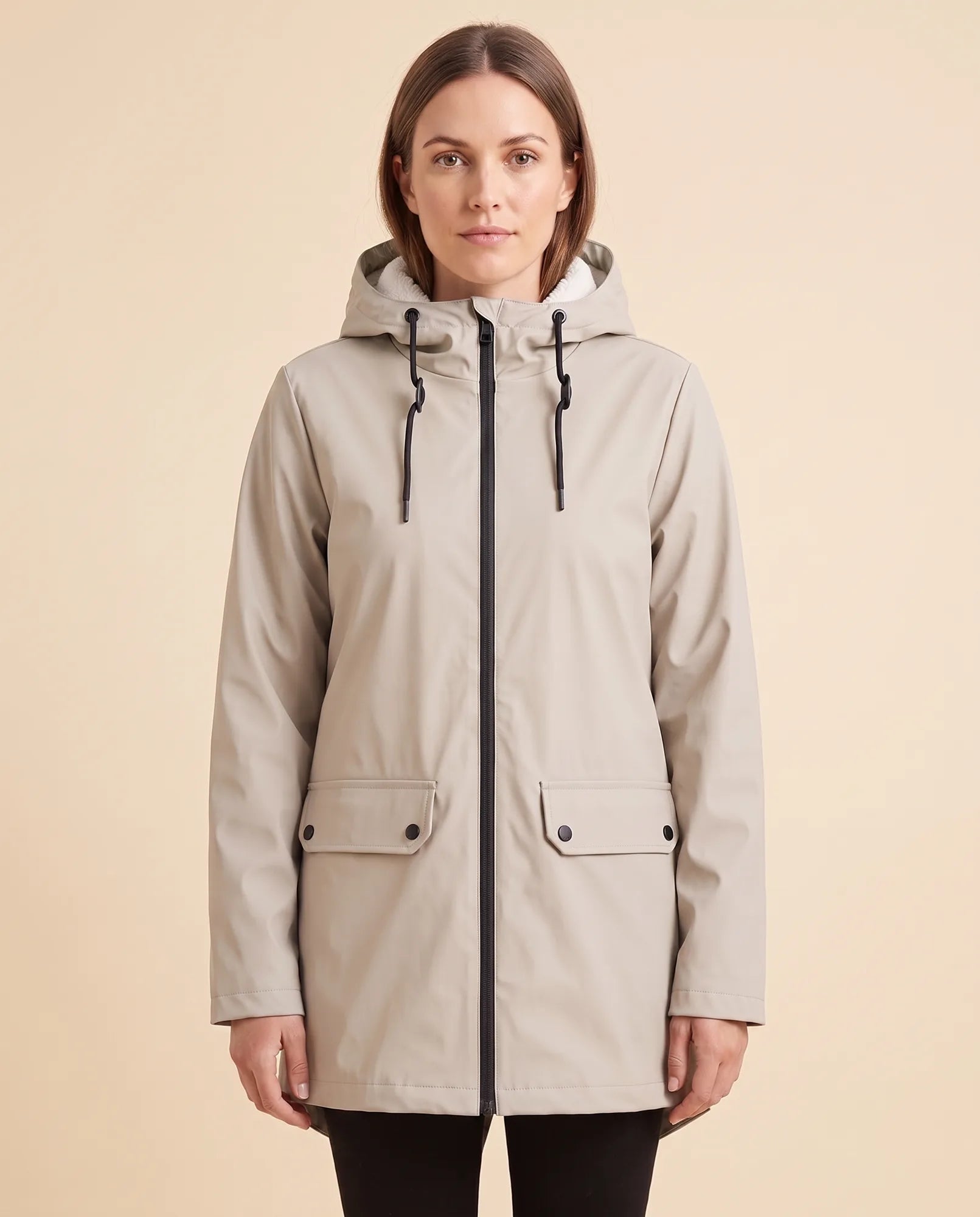 Women's Lined Hooded Zip-Up Winter Coat | Pearl in Gray - Juana Fashion