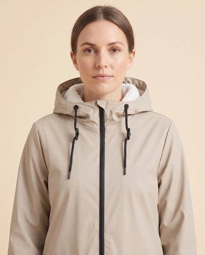 Women's Lined Hooded Zip-Up Winter Coat | Pearl in Beige - Juana Fashion