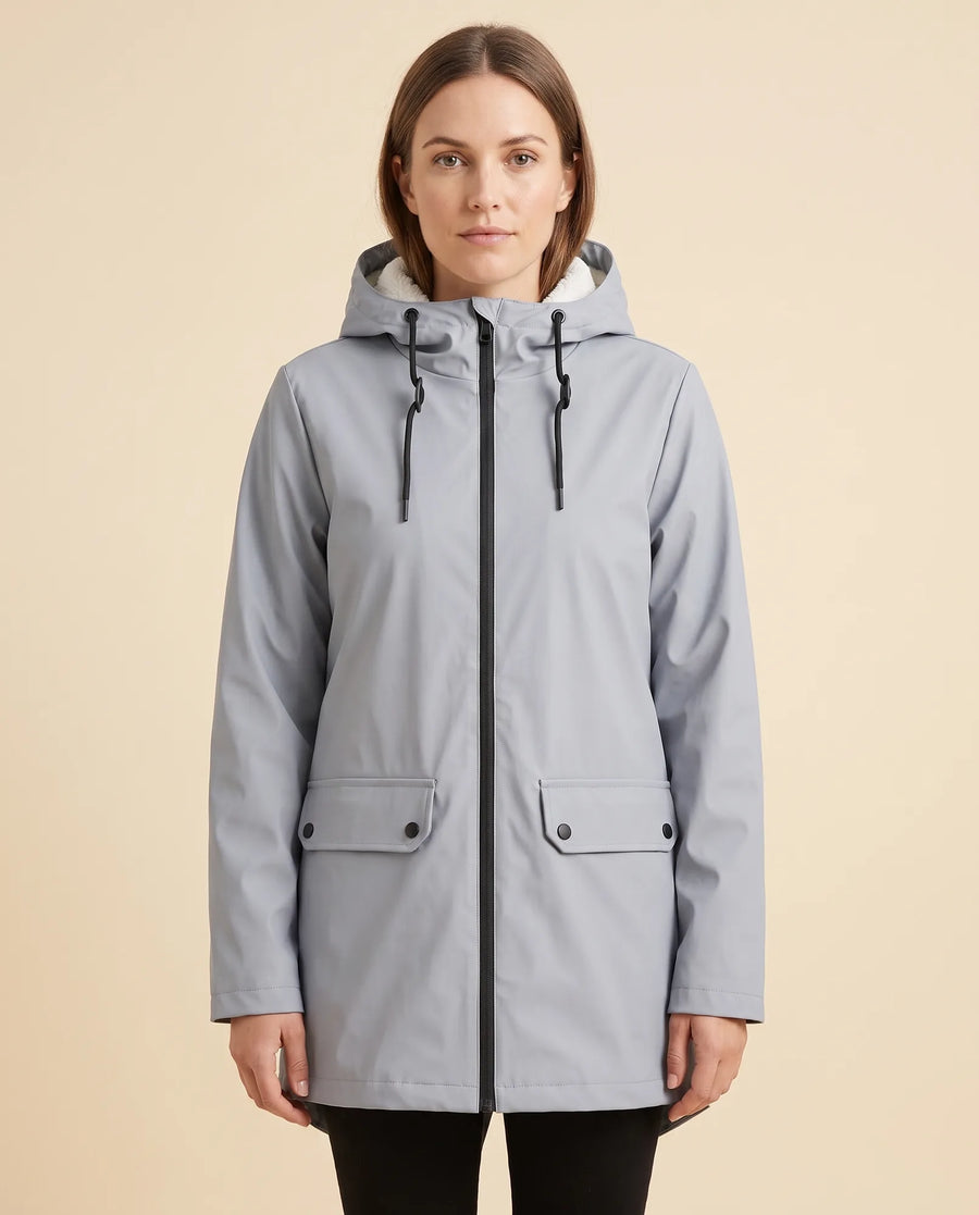 Women's Lined Hooded Zip-Up Winter Coat | Pearl in Gray - Juana Fashion