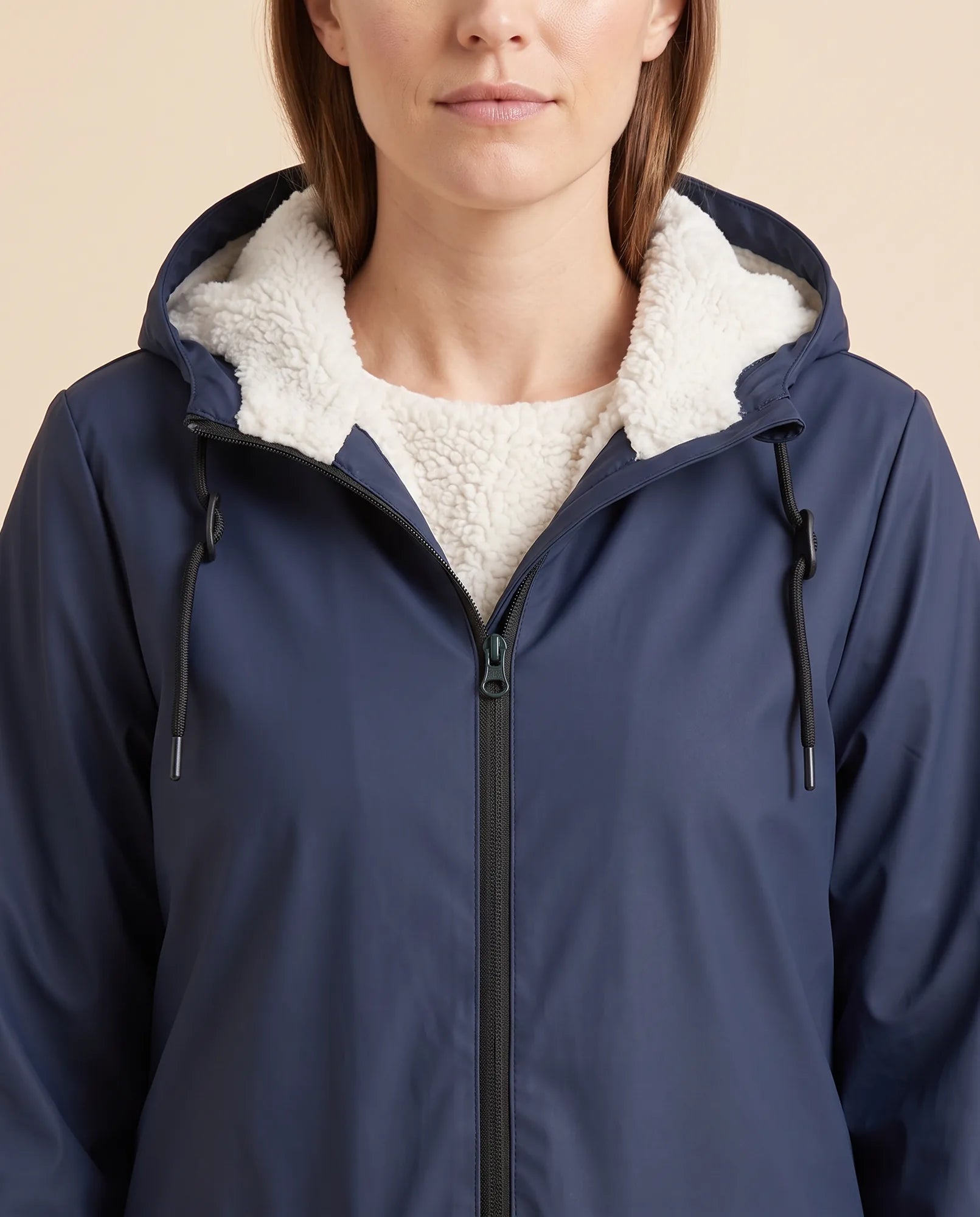 Women's Lined Hooded Zip-Up Winter Coat | Pearl in Black - Juana Fashion