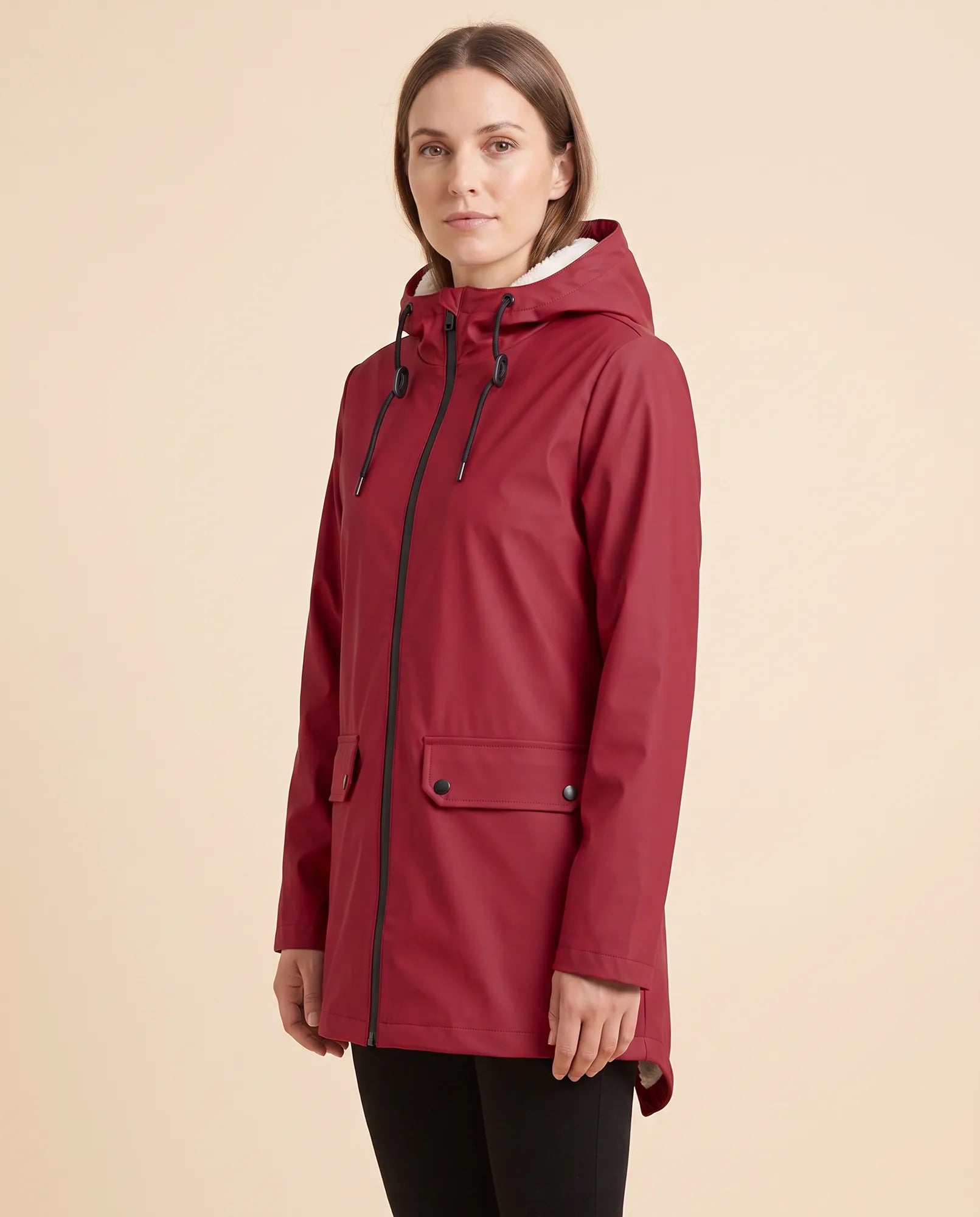 Women's Lined Hooded Zip-Up Winter Coat | Pearl in Black - Juana Fashion