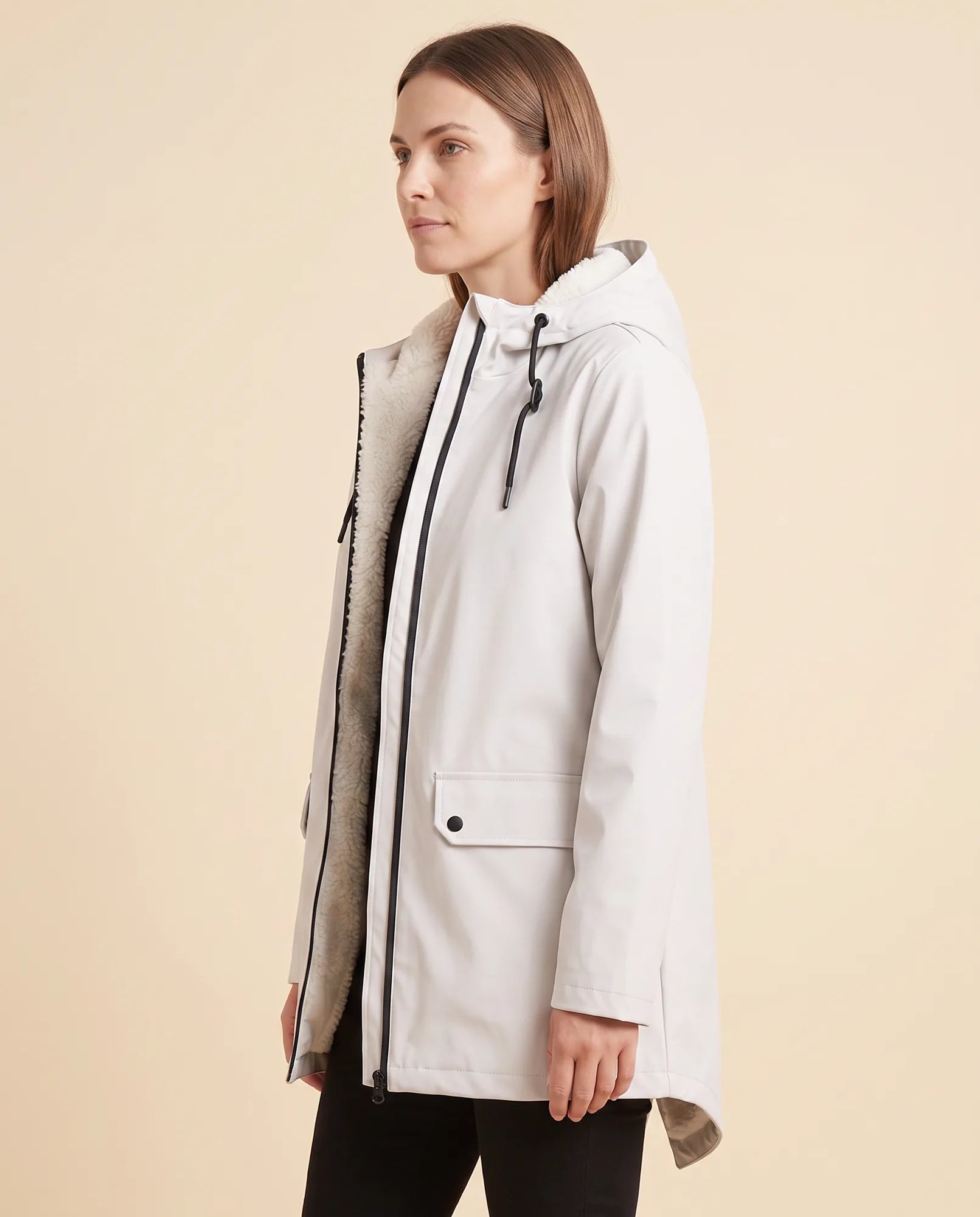 Women's Lined Hooded Zip-Up Winter Coat | Pearl in Blue - Juana Fashion