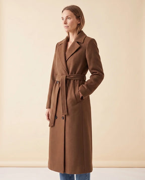 Women's Long Belted Double-Breasted Coat | Quinn in Black - Juana Fashion