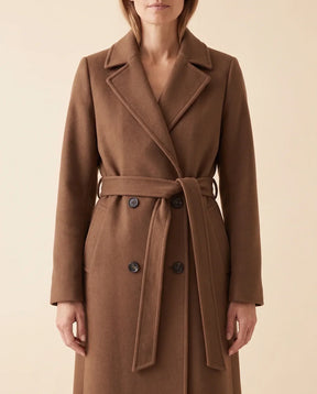 Women's Long Belted Double-Breasted Coat | Quinn in Black - Juana Fashion