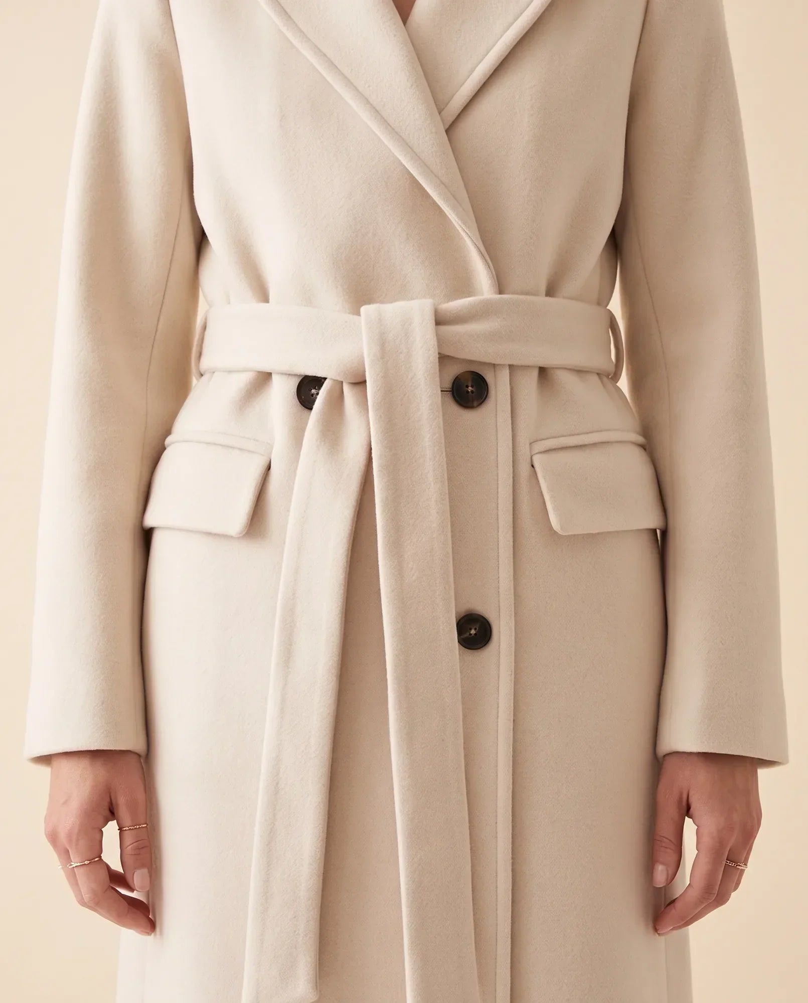 Women's Long Belted Double-Breasted Coat | Quinn in Black - Juana Fashion