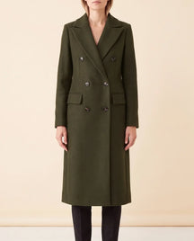 Women's Long Tailored Double-Breasted Coat | Rhea in Black - Juana Fashion