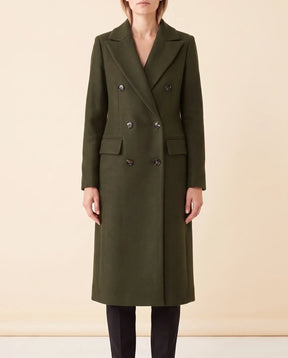 Women's Long Tailored Double-Breasted Coat | Rhea in Black - Juana Fashion