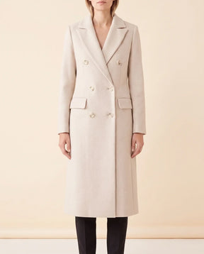 Women's Long Tailored Double-Breasted Coat | Rhea in Black - Juana Fashion
