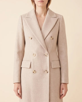 Women's Long Tailored Double-Breasted Coat | Rhea in Army Green - Juana Fashion
