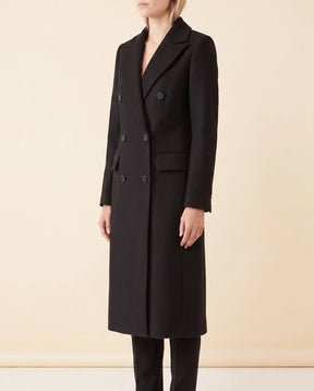 Women's Long Tailored Double-Breasted Coat | Rhea in Army Green - Juana Fashion