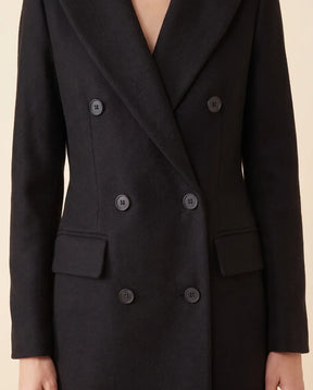 Women's Long Tailored Double-Breasted Coat | Rhea in Army Green - Juana Fashion