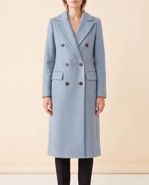 Women's Long Tailored Double-Breasted Coat | Rhea in Black - Juana Fashion