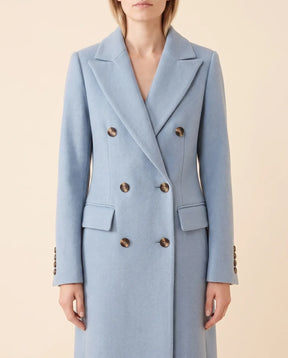 Women's Long Tailored Double-Breasted Coat | Rhea in Beige - Juana Fashion
